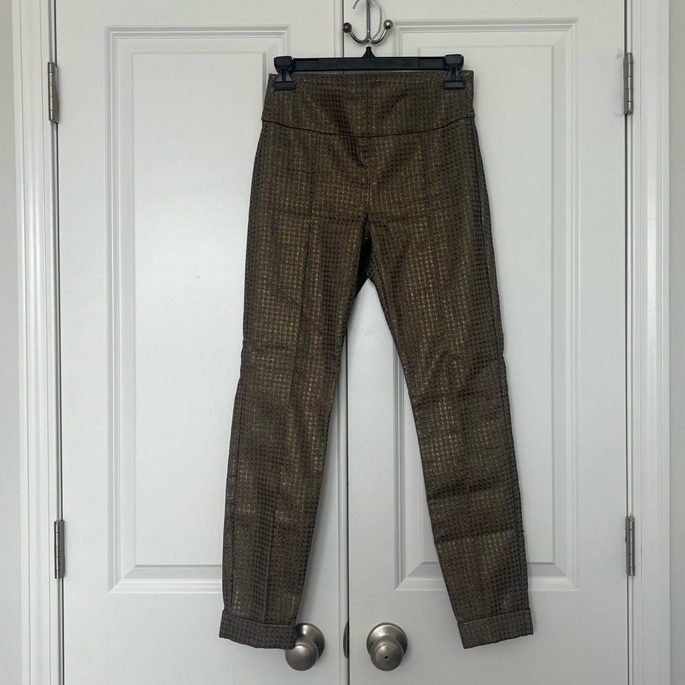 Gold jacquard pull on pants